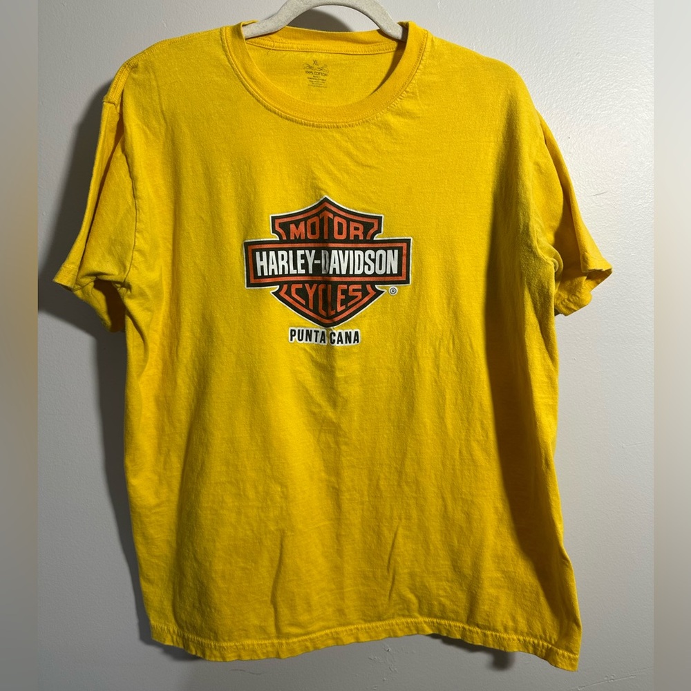 Harley Davidson Men’s XL Punta Cana Dominican Republic Yellow T-shirt | SKU 0387